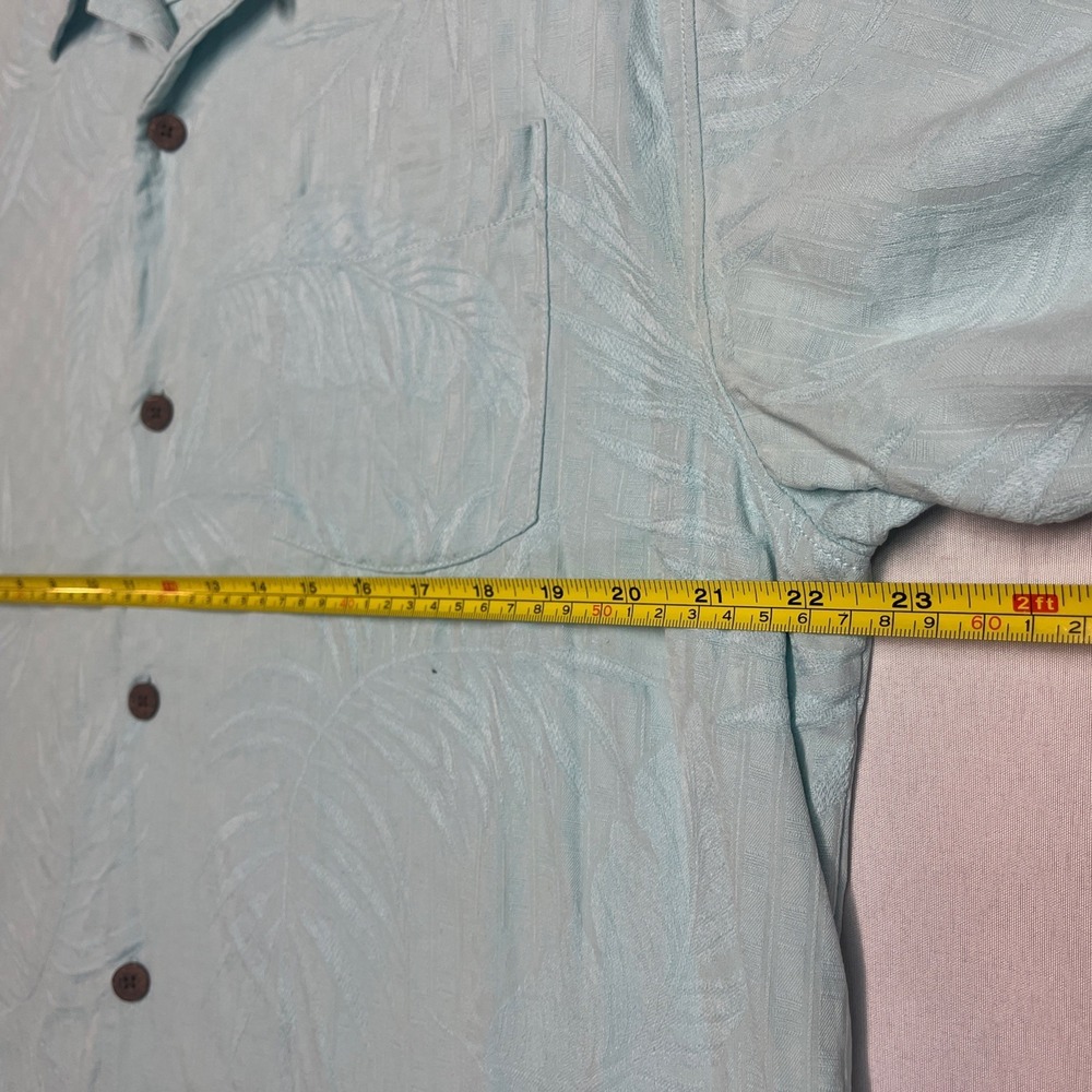 Tommy Bahama 100% Silk Hawaiian Button Up Short Sleeve Blue Floral Men's Medium - Picture 6 of 7